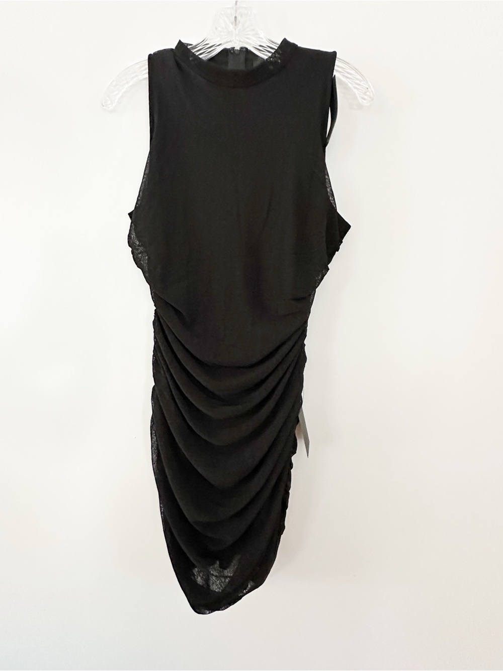 Lulus Mesh Rouched Mock Neck Mini Dress - Picture 4 of 7